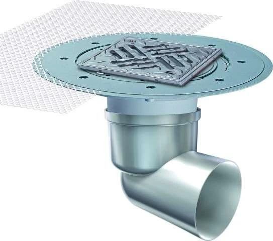 KESSEL Ablauf Ferrofix 54400.52 DN 70 Senkrecht Edelstahl, 138x138mm 2 KESSEL Ablauf Ferrofix 54400.52 DN 70 Senkrecht Edelstahl, 138x138mm – Bild 2