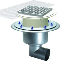 KESSEL Ablauf Ferrofix 55550.21 DN 100 Seitlich Vario, Gitter 190x190mm