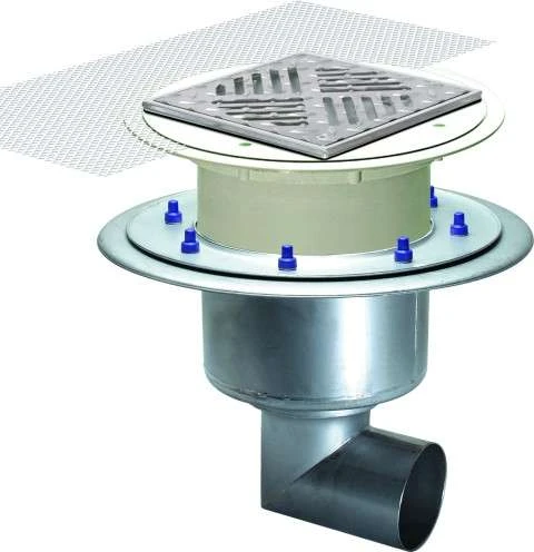 KESSEL Ablauf Ferrofix 55550.52 DN100, Seitlich, Schlitzrost,200x200 1 KESSEL Ablauf Ferrofix 55550.52 DN100, Seitlich, Schlitzrost,200x200