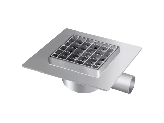 KESSEL Ablauf Ferrofix Klebeflansch DN50, Seitl., Gitterrost 150x150 Mm, 59315 1 KESSEL Ablauf Ferrofix Klebeflansch DN50, Seitl., Gitterrost 150x150 Mm, 59315