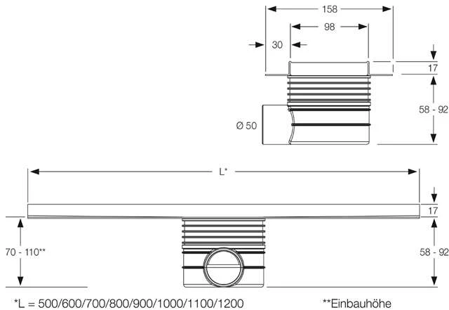 MEPA-Duschrinne Edelstahl Länge 700 Mm 150302 2 MEPA-Duschrinne Edelstahl Länge 700 Mm 150302 – Bild 2