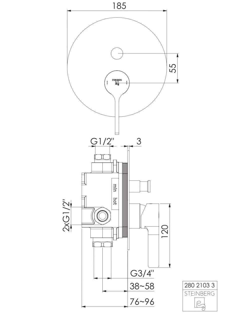 Steinberg Serie 280 Fertigmontageset Zu Wanne/Brause-Einhebelmischer Chrom, 280 2103 3 2 Steinberg Serie 280 Fertigmontageset Zu Wanne/Brause-Einhebelmischer Chrom, 280 2103 3 – Bild 2